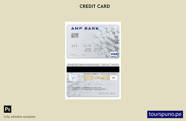 lista para imprimir plantilla de tarjeta visa AMP Bank de Australia